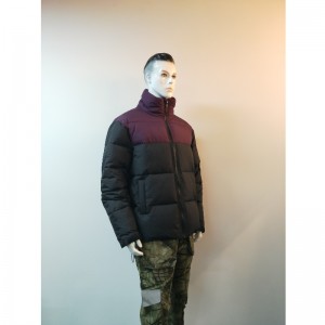 퍼플 \u0026 블랙 콘트라스트 남성 PUFFER JACKET RLMPC0023N