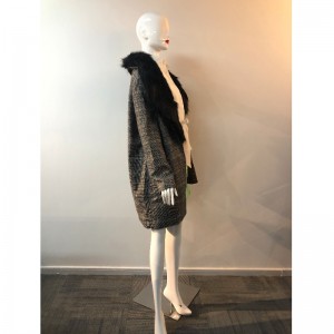 레이디스 체크 무늬 울 코트 RLWW0001