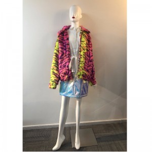 레이디스 컬러 스트립 퍼 코트 RLWF0019