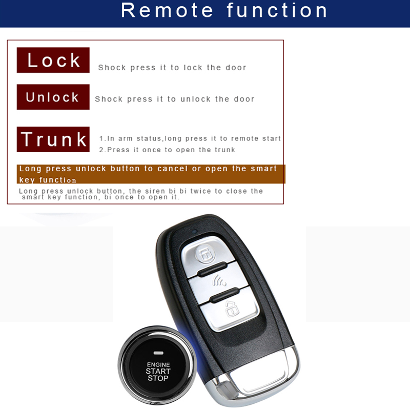 자동차 경보 시동기에서 PKE 열쇠가없는 입장 RFID 자동 잠금 및 잠금 해제