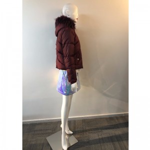 여성용 버건디 후드 코트 RLWPC0066