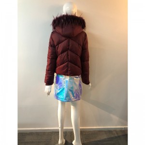 여성용 버건디 후드 코트 RLWPC0066