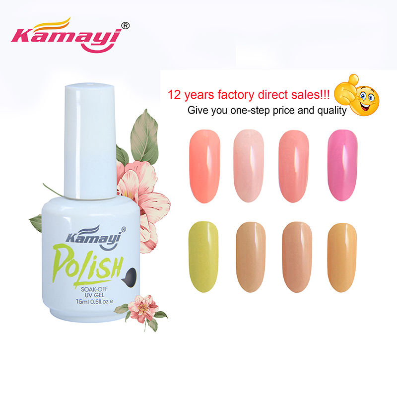 kamayi 새로운 아몬드 꽃송이 컬러 젤 손톱 폴란드어 3 단계 Uv 젤 폴란드어