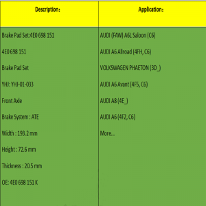 브레이크 패드 (OE : 4E0698151K)