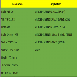 브레이크 패드 (OE : 164420 08 20)