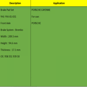 브레이크 패드 (OE : 95851 939 30)