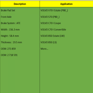 브레이크 패드 (OE : 271 859, OE : 2 718 591)