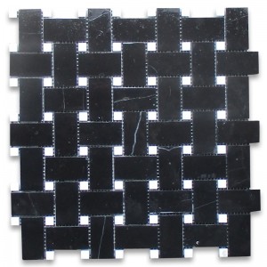 Nero Marquina 1x3 헤링본 모자이크 타일 연마