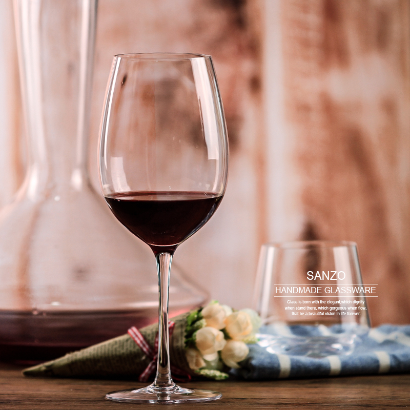 SANZO 아크릴 부동 와인 유리 손으로 그린 ​​Stemless 안경 컵 젖빛 편지 데칼 Handblown
