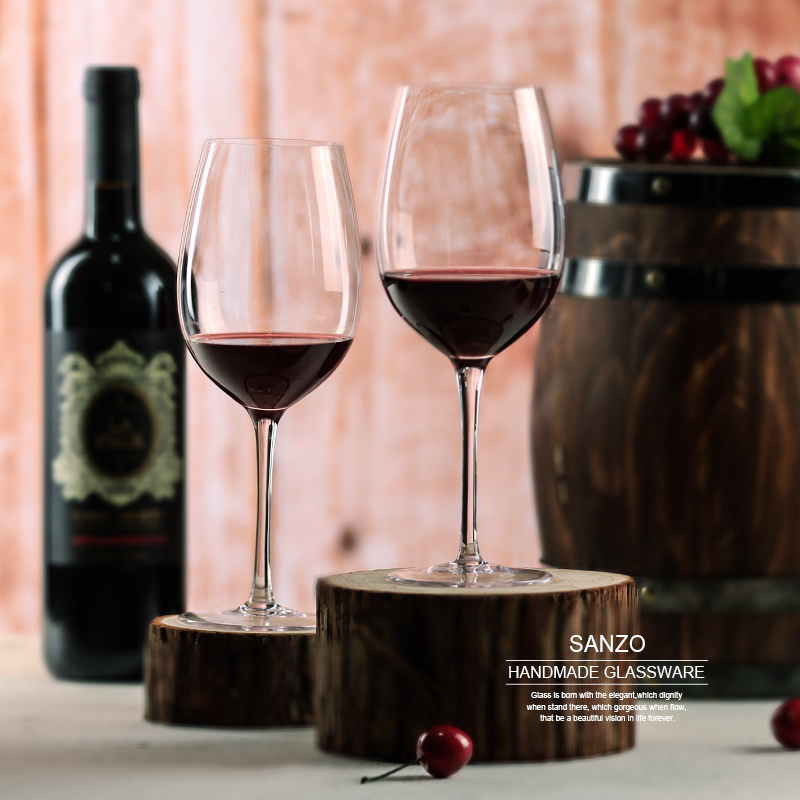 SANZO 아크릴 부동 와인 유리 손으로 그린 ​​Stemless 안경 컵 젖빛 편지 데칼 Handblown