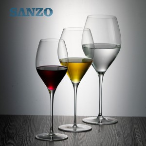 SANZO 블랙 컬러 와인 유리 세트 수제 무연 크리스탈 경사 입 안경 키가 큰 꽃병