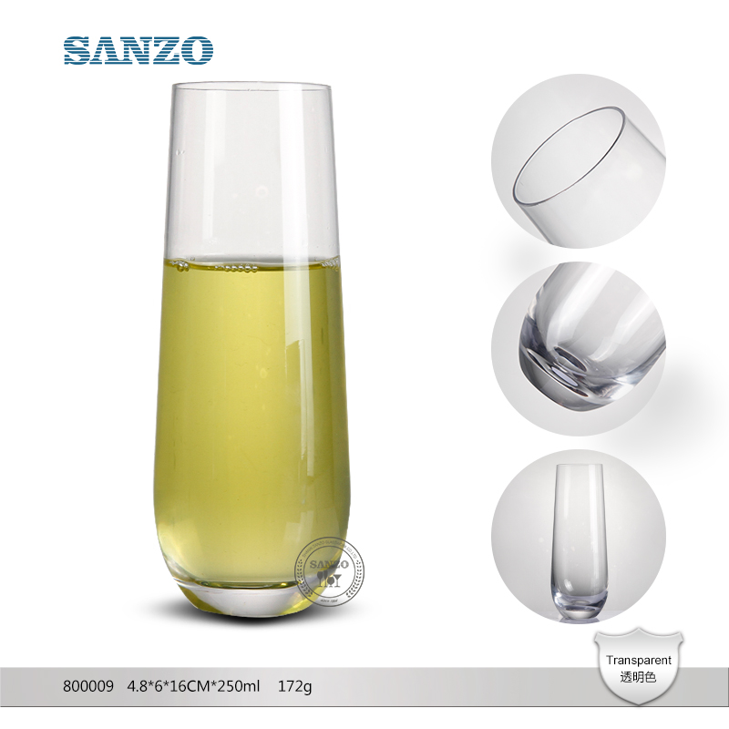 SANZO 검은 줄기 샴페인 플루트 맞춤형 투명 샴페인 플루트 플라스틱 샴페인