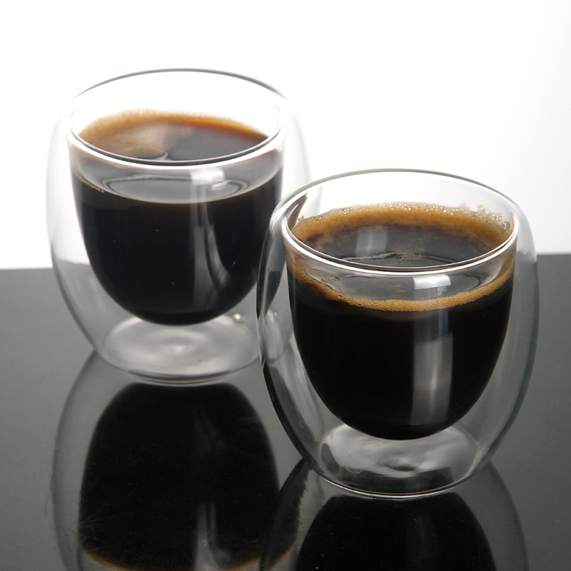 주문 유리 그릇 제조자 도매 손으로 만든 커피 잔 두 배 벽 유리제 컵