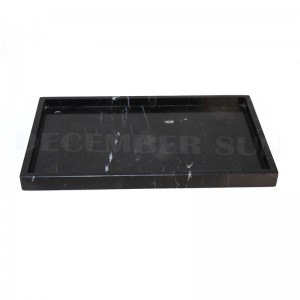 고품질 검은 사각형 대리석 서빙 트레이