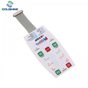 LED 및 엠보싱 버튼이있는 멤브레인 스위치, 광택 표면 솔루션