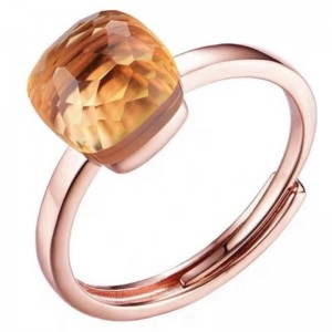 925 스털링 실버 다크 샴페인 바이올렛 자수정 보석 여성 반지