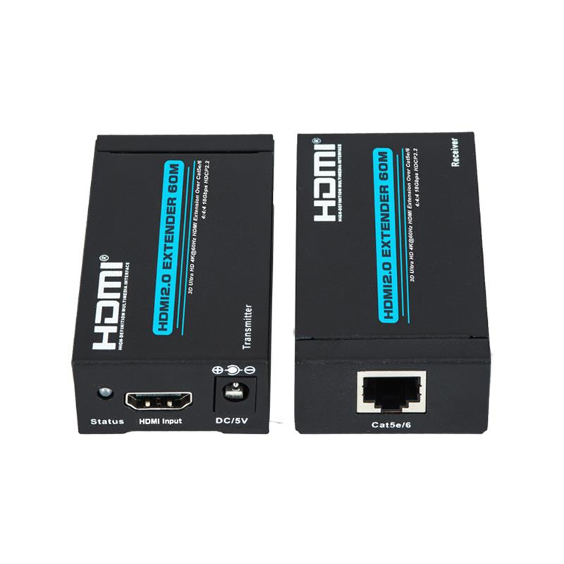 단일 cat5e / 6 케이블 지원 VHD HDMI 익스텐더 60m 울트라 HD 4Kx2K @ 60Hz HDCP2.2 지원