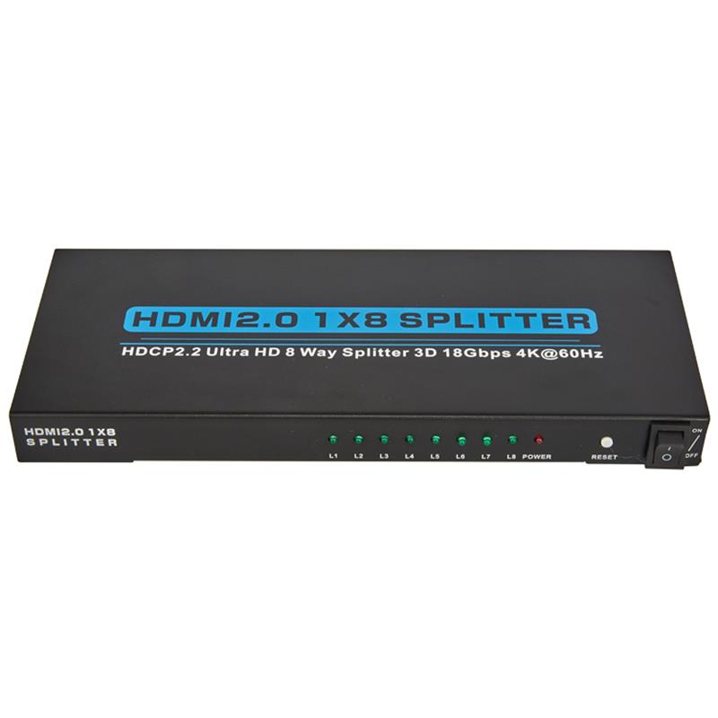 V2.0 HDMI 1x8 스플리터 지원 3D 울트라 HD 4Kx2K @ 60Hz HDCP2.2