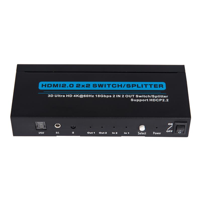 V2.0 HDMI 2x2 스위치 / 스플리터 지원 3D Ultra HD 4Kx2K @ 60Hz HDCP2.2