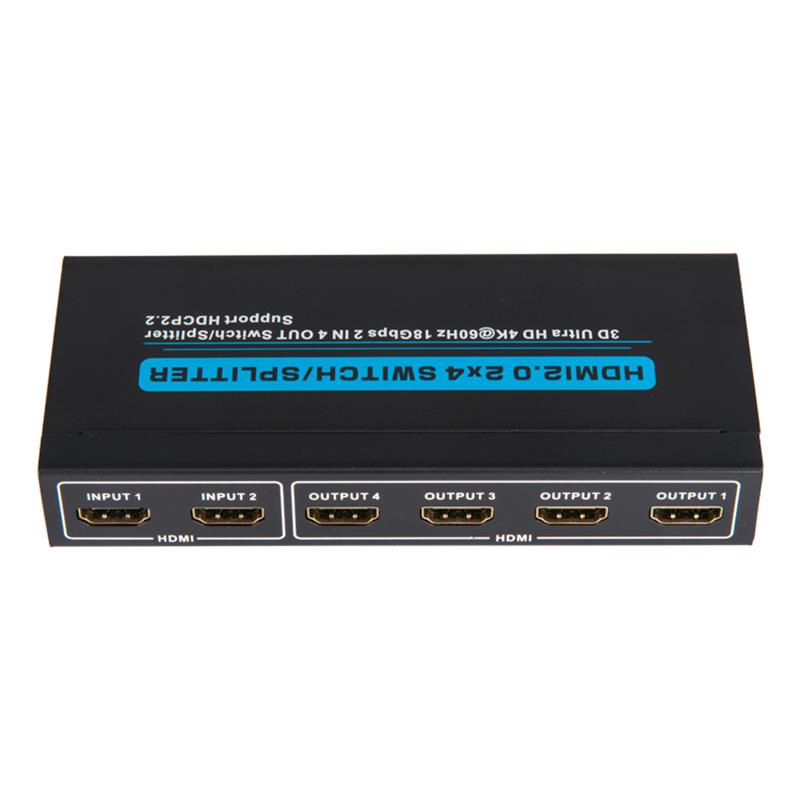 V2.0 HDMI 2x4 스위치 / 스플리터 지원 3D Ultra HD 4Kx2K @ 60Hz HDCP2.2