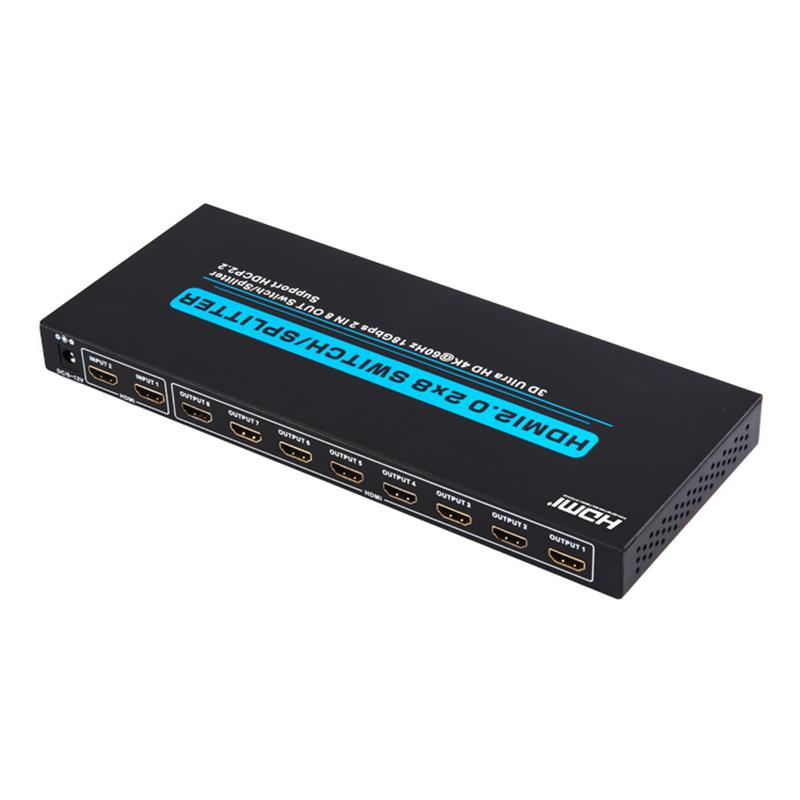 V2.0 HDMI 2x8 스위치 / 스플리터 지원 3D Ultra HD 4Kx2K @ 60Hz HDCP2.2