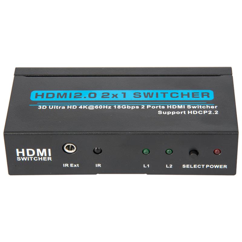 V2.0 HDMI 2x1 스위처 지원 3D 울트라 HD 4Kx2K @ 60Hz HDCP2.2