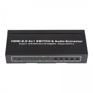 V2.0 HDMI 4x1 스위처 및 오디오 추출기 지원 ARC 울트라 HD 4Kx2K @ 60Hz HDCP2.2 18Gbps