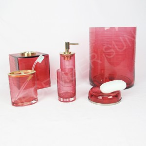 색깔에 의하여 흩어지는 유리제 목욕탕 부속품 세트를 가진 둥근 조각 줄무늬