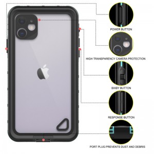 iPhone 11 (분홍색) 투명한 뒤 표지를위한 방수 상자 방수 부속품 전화 건조한 부대