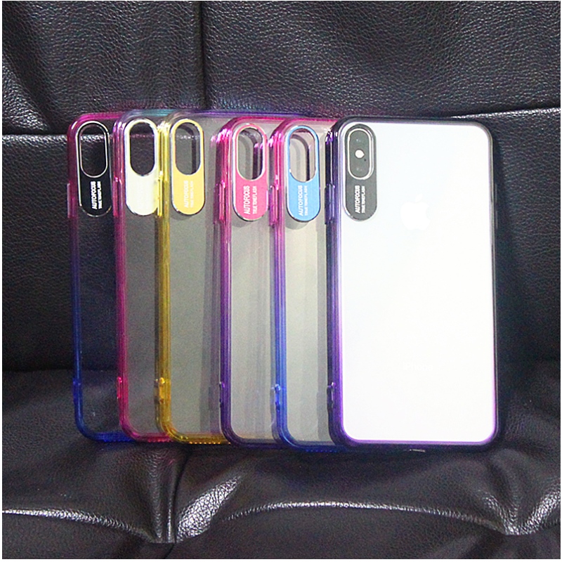금속 카메라 프로텍터가 장착 된 iPhone X / XS 용으로 점차 변하는 가장자리 휴대폰 케이스