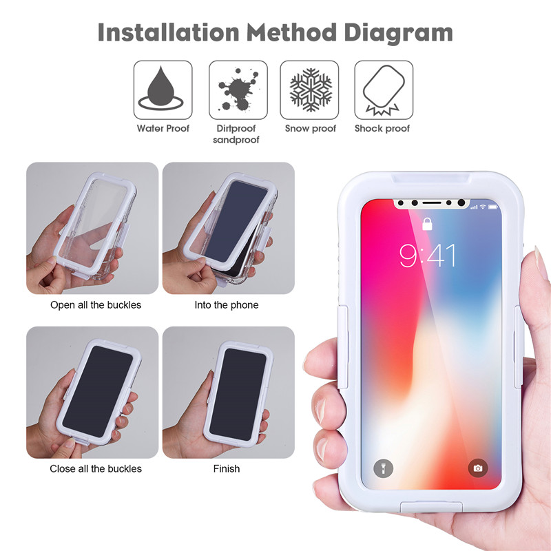 iPhone XS 용 방수 및 충격 방지 iPhone 케이스 방수 케이스 수중 전화 카메라 케이스 (화이트)