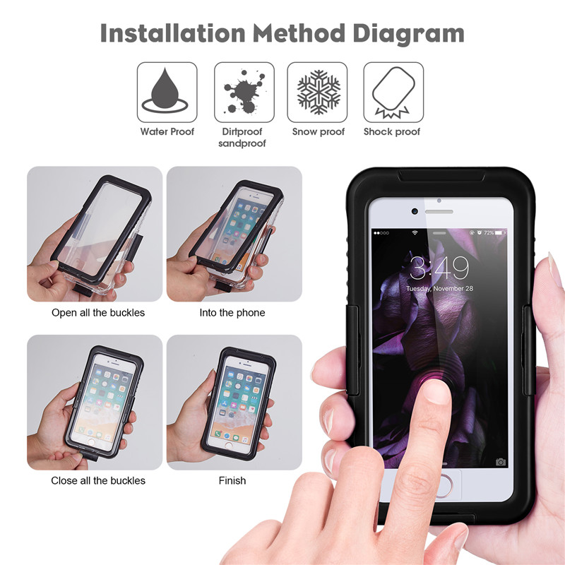 새로운 구명폰 케이스 iphone 8 plus 방설 아이폰 케이스 best Waterwood 8 plus 케이스 (검은색)