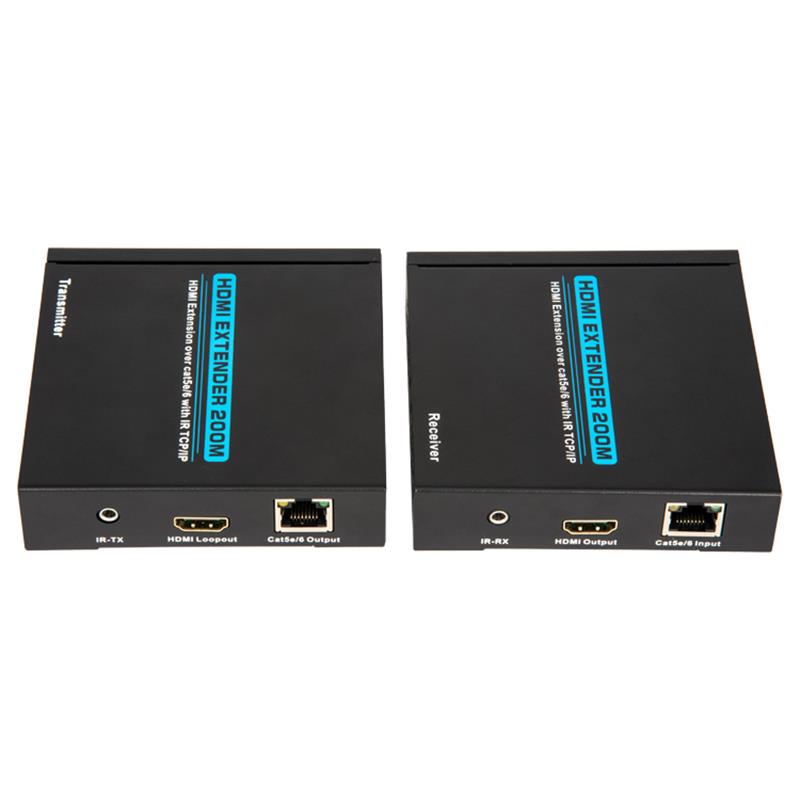 단일 cat5e / 6 케이블을 통한 V1.3 HDMI Extender 200m 풀 HD 1080P POE 지원
