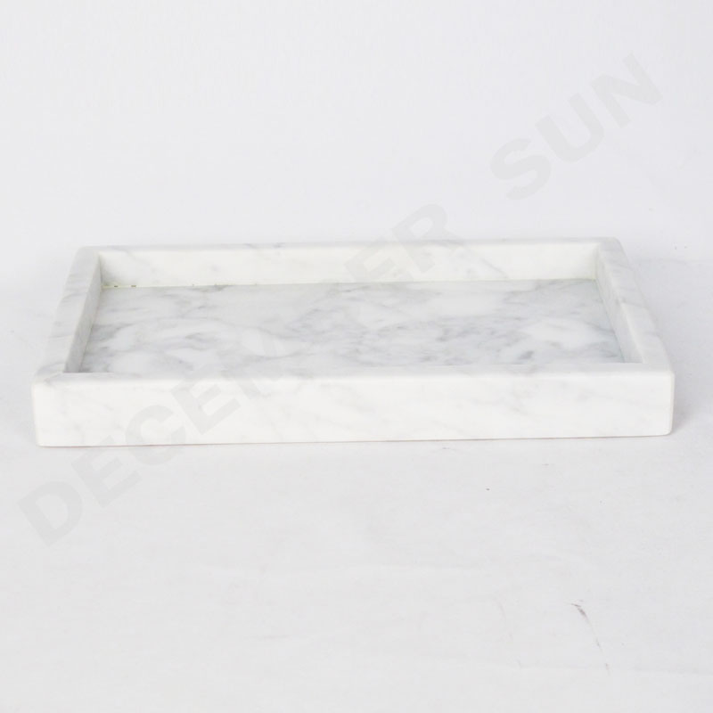 손으로 만든 흰색 대리석 서빙 트레이 세트