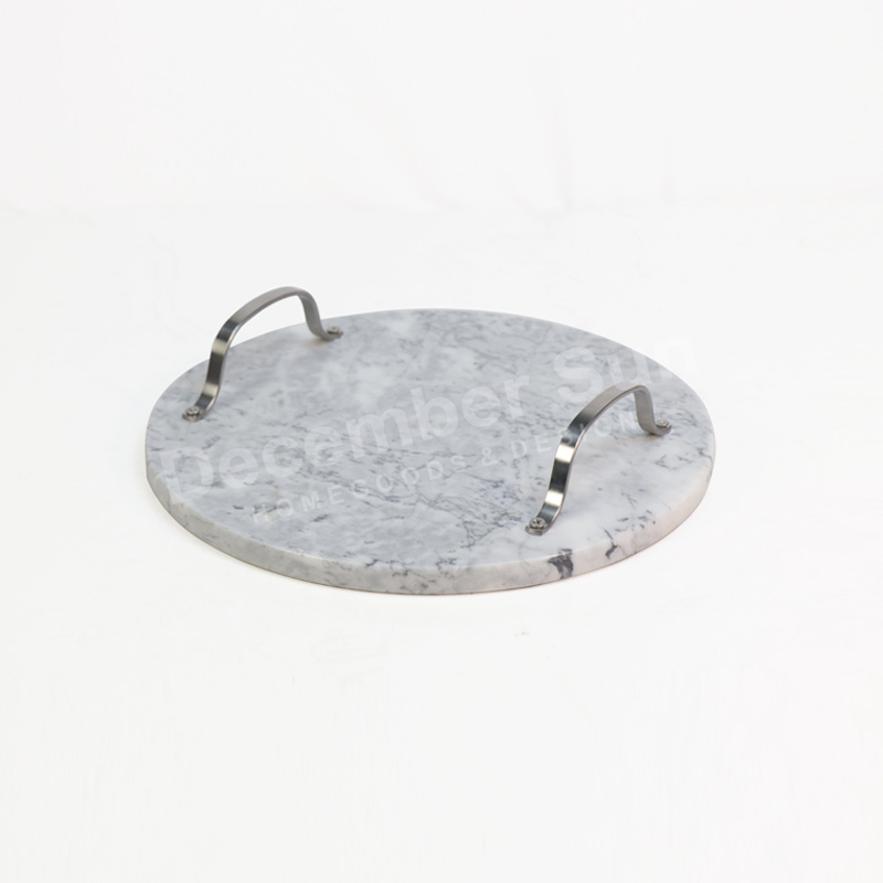 금속 손잡이를 가진 최신 인기 상품 대리석 서빙 쟁반