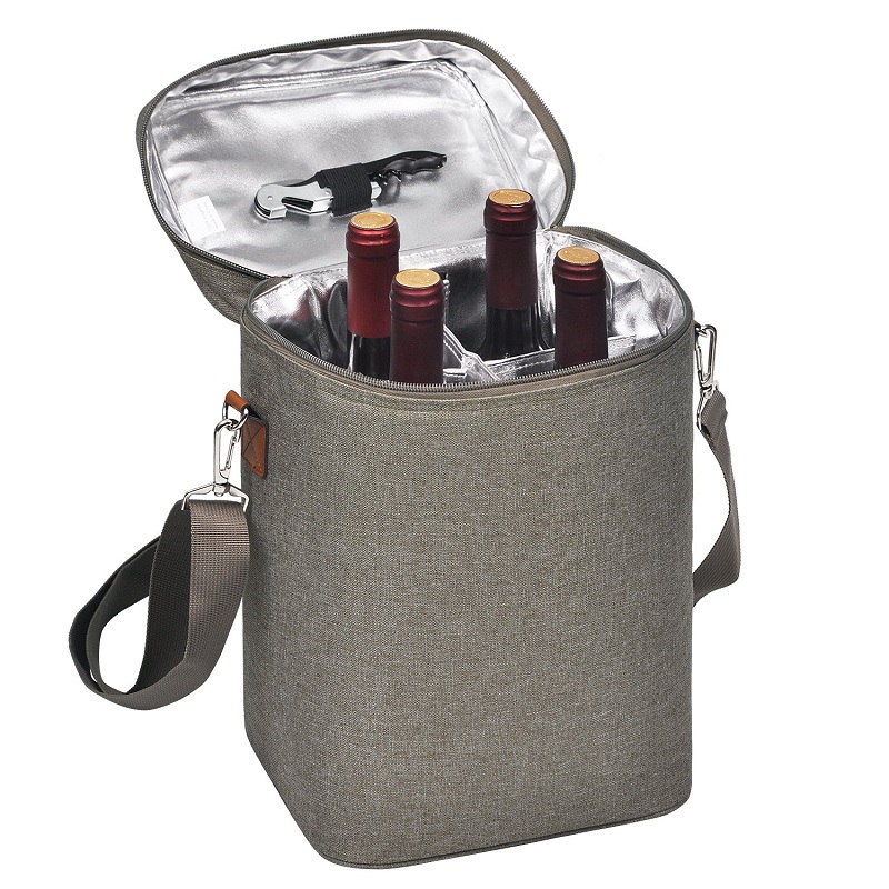 SGC31 휴대용 4 병 와인 캐리어 토트 백 방수 알루미늄 호일 절연 토트 피크닉 점심 가방 야외 와인 보호기 쿨러 가방 병