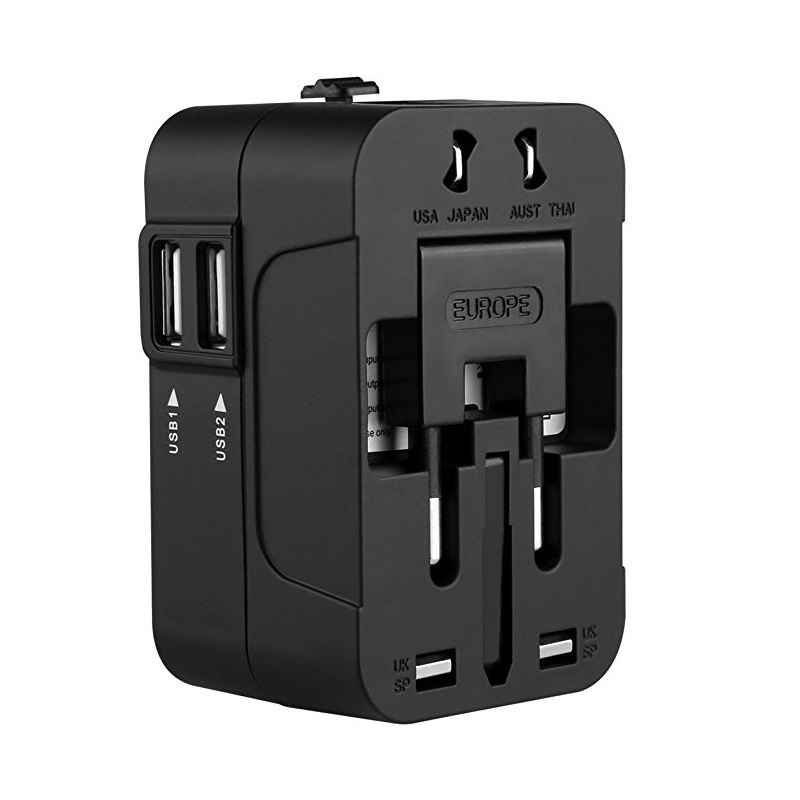 RRTRAVEL International Universal 한 세계 여행 어댑터 벽 충전기 AC 전원 플러그 어댑터 Dual USB Charging Ports 대 한 USA EU 영국 AUS European 휴대 전화 Laptop