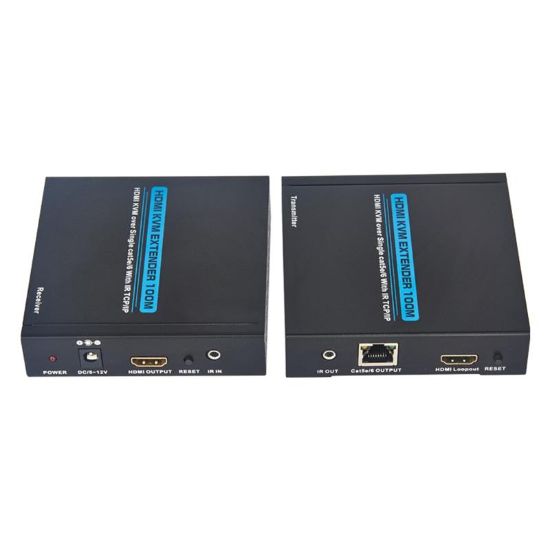 HDMI KVM 확장 기 100 m over Signe cat5 / 6 전체 고 화질 100P 지원