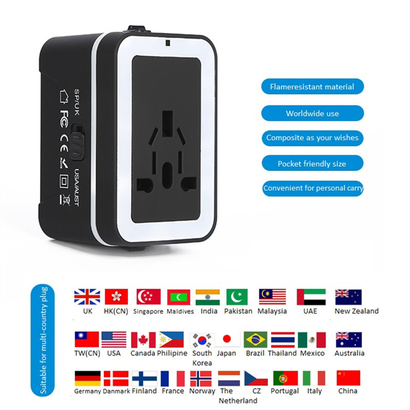 RRTRAVEL 여행용 어댑터, 2 개의 USB 포트가있는 범용 국제 전원 어댑터 및 유럽 플러그 어댑터, 150 개국 이상의 휴대폰 랩톱
