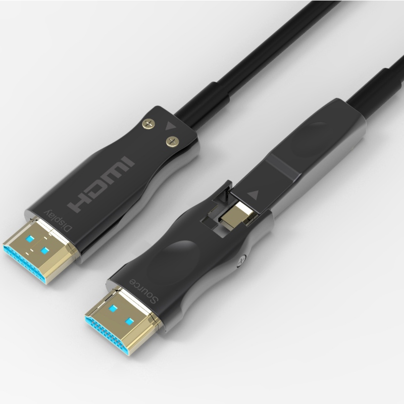 최우수가격 HDMI 2.0 A - D 형 소스 엔 드 는 AOC 광케이블 을 탈 부착 할 수 있 고 15m 길이 입 니 다.