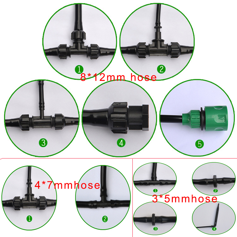 태양 atuo 관개 시스템 4 * 7mm 확장 PVC 호스 마이크로 Spinkler 배관 어셈블리