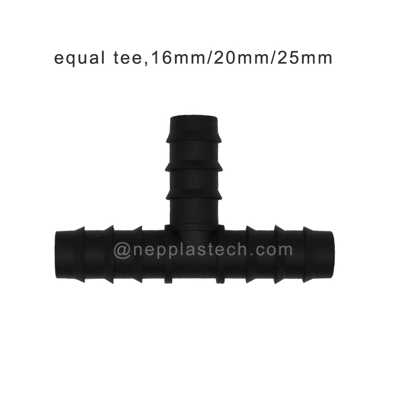 태양 자동 관개 시스템 25mm PE 파이프 가시 티, 20mm PE 파이프 팔꿈치 미늘 커넥터, 16mm PE 파이프 스트레이트 커넥터