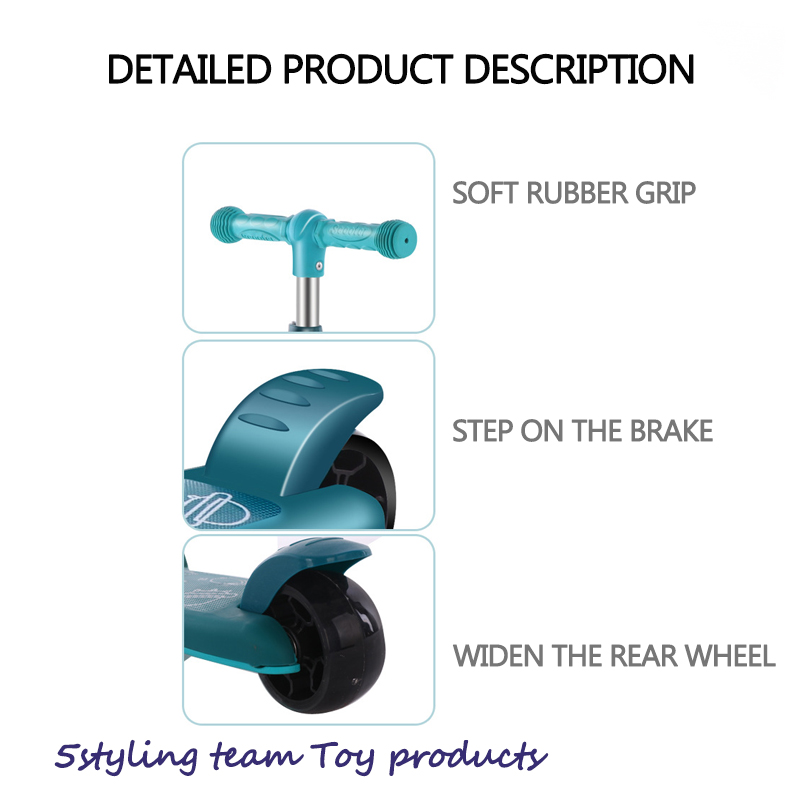 새로운 어린이 스쿠터 분리형 세 바퀴 플래시 나일론베이스 플레이트 페달 스쿠터 제조 업체의 직접 판매