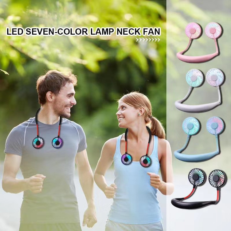 휴대용 Neckband 스포츠 팬 USB 재충전 용 LED 선풍기 3 Gerneration