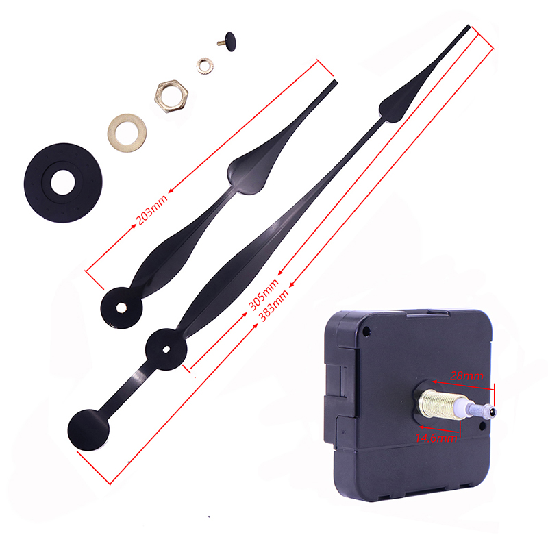 HR1688 23mm 쿼츠 블랙 시계 무브먼트 및 대형 시계 바늘