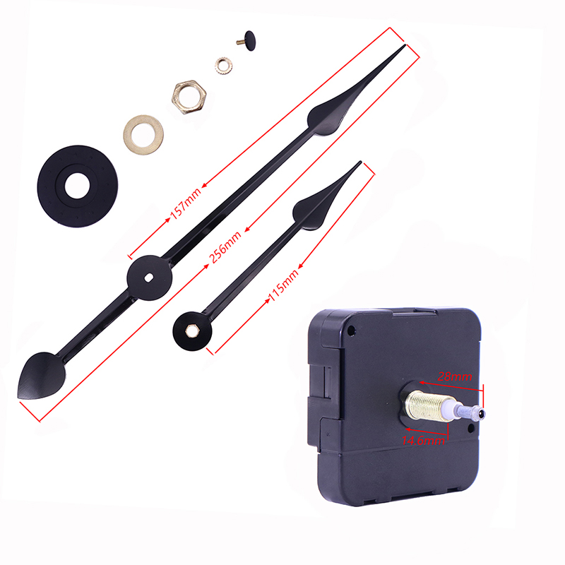 HR1688 23mm 쿼츠 블랙 시계 무브먼트 및 대형 시계 바늘