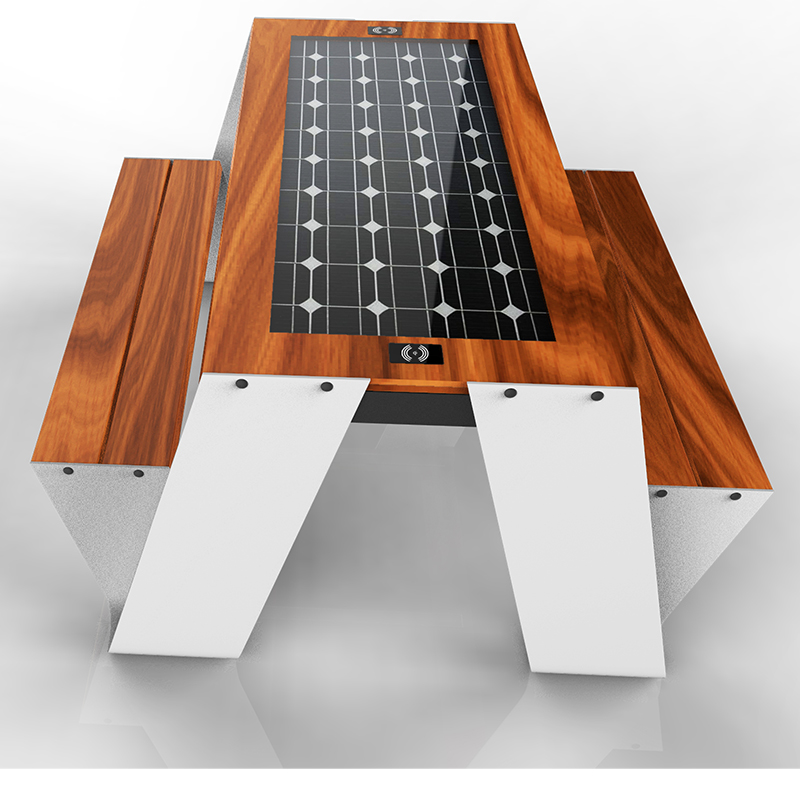 USB 전화 충전기 옥외 거리 가구 태양 강화 된 똑똑한위원회 테이블