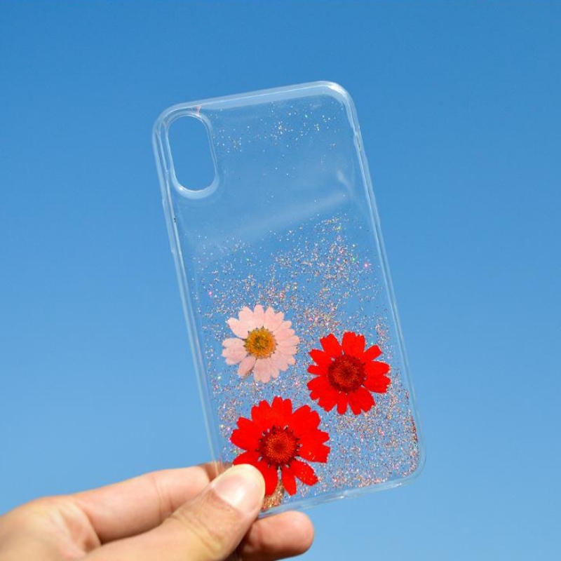 제조 업체 사용자 정의 패션 애플 iPhoneX 특별한 진정한 마른 꽃 엠보싱 작은 신선한 꽃 드롭 전화 케이스