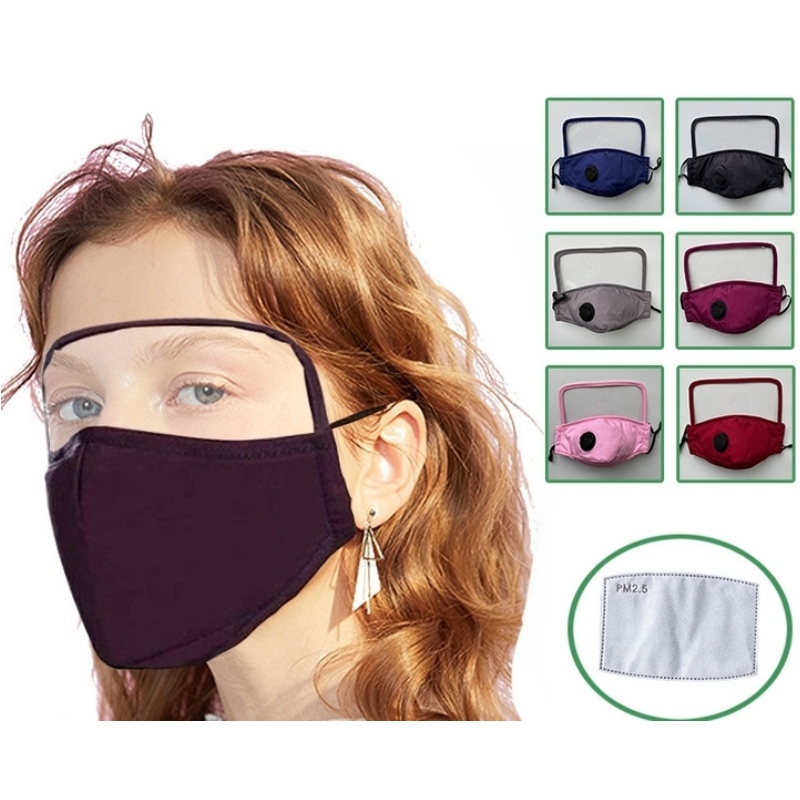 짠 얼굴 마스크 양면 안티-안개 PET & PM2.5 필터로 100 %면 피부 친화적 인 눈과 입 보호
