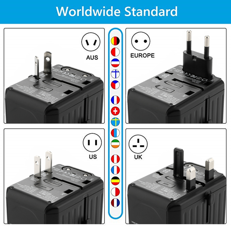 2020 신상 110 - 250 V 미국 AUS 영국 EU 플러그 모 바 일 부품 6USB 충전기 6A 출력 유 니 버 설 여행 어댑터, 4USB + 2Type - C